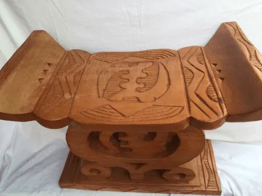 Mama Zuri Style polished Vintage Ghana wooden stool