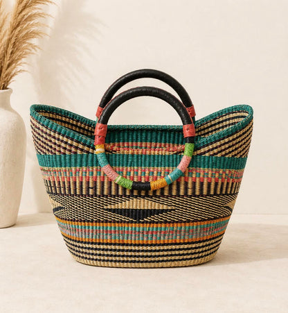 Mama Zuri Style Bolga Baskets African handmade boho U-Shopper Basket
