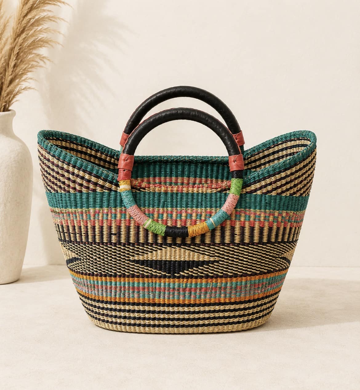 Mama Zuri Style Bolga Baskets African handmade boho U-Shopper Basket