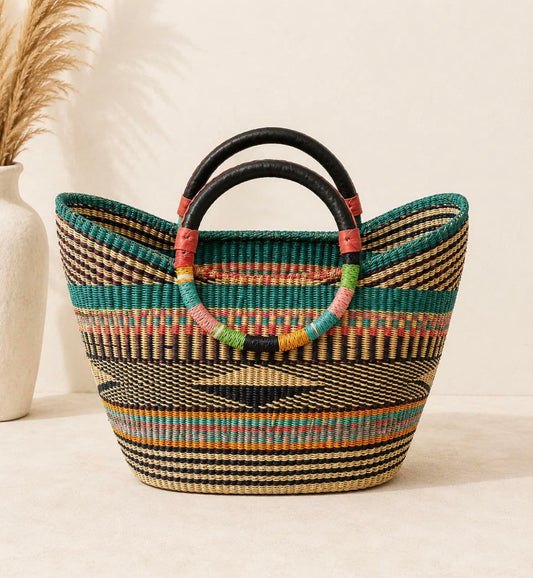 Mama Zuri Style Bolga Baskets African handmade boho U-Shopper Basket