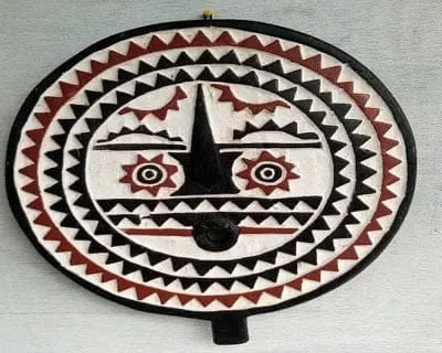 Mama Zuri Style African wooden mask African sun Mask Wooden curved décor