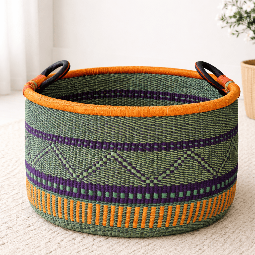 Mama Zuri Style Baskets 16 " w 10" H Bolga African Woven Storage handmade Basket Calgary