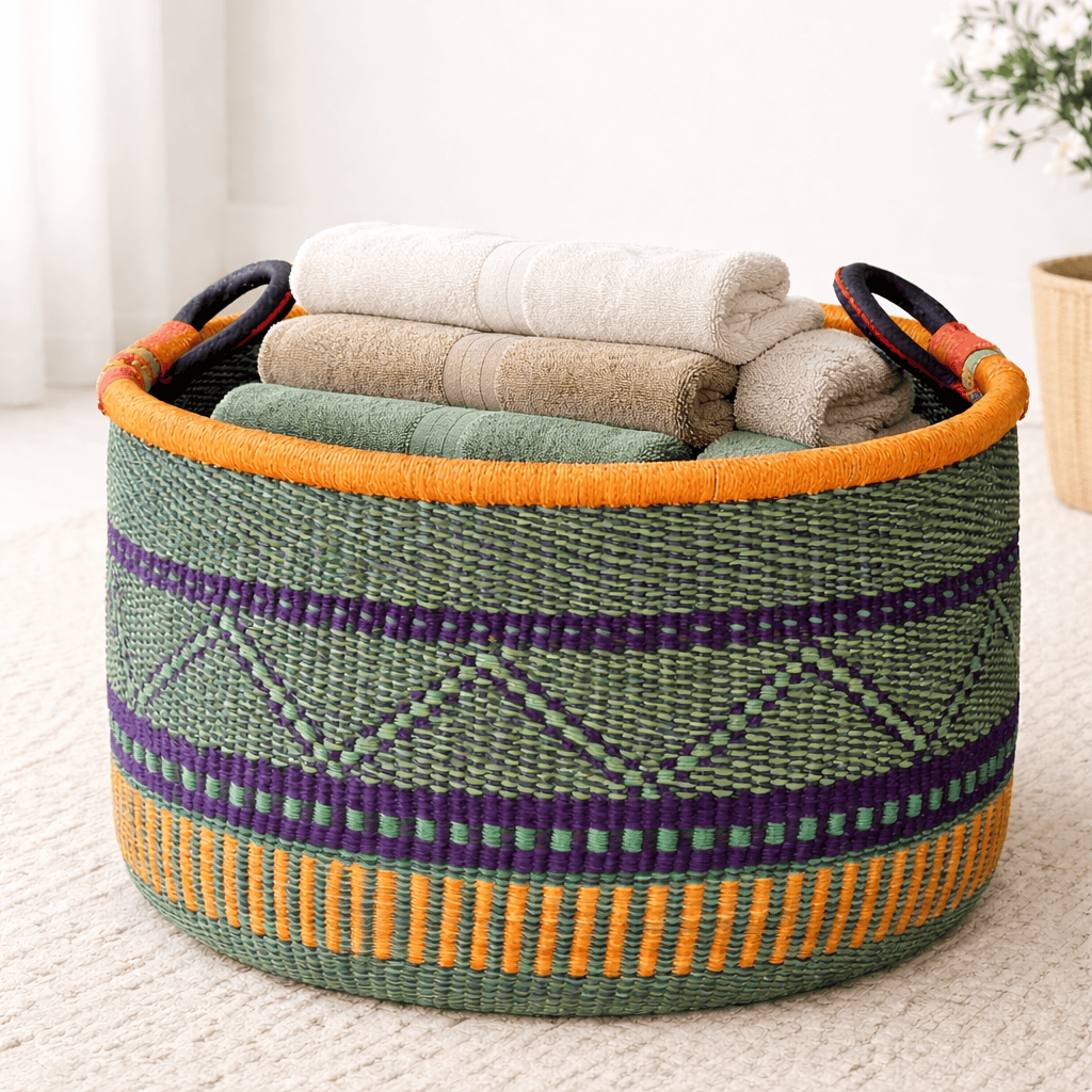 Mama Zuri Style Baskets 16 " w 10" H Bolga African Woven Storage handmade Basket Calgary