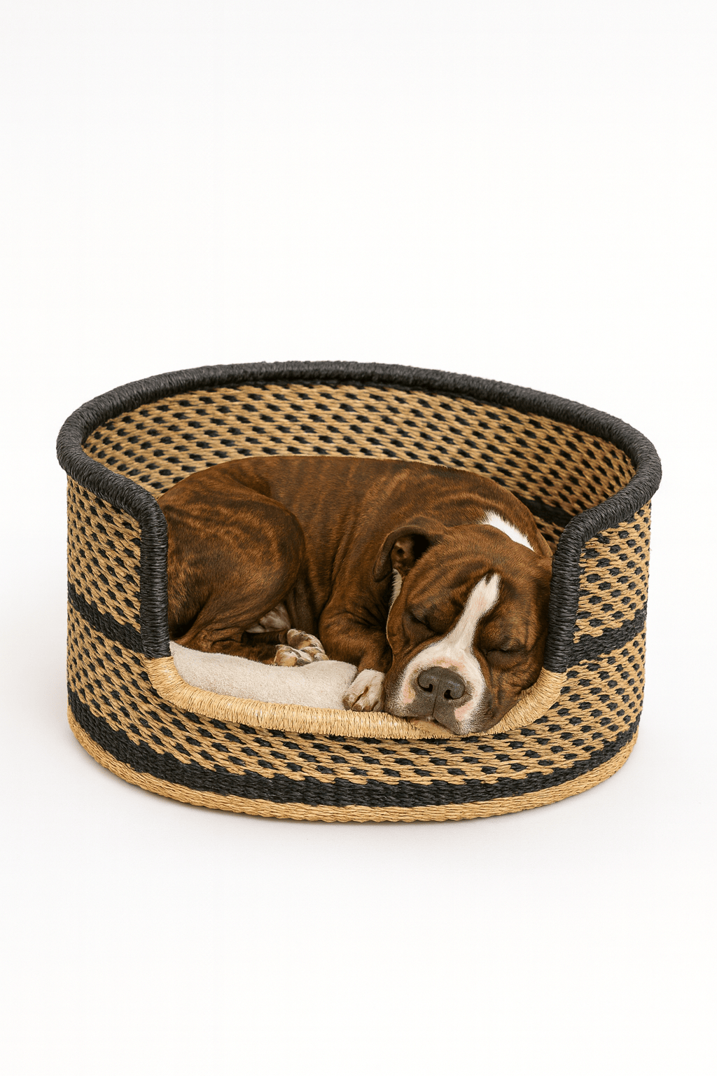 Mama Zuri Style Bolga Dog bed Comfortable natural Dog baskets Ghana made sweetgrass