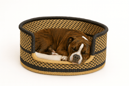 Mama Zuri Style Bolga Dog bed Comfortable natural Dog baskets Ghana made sweetgrass