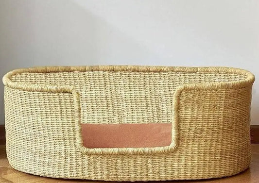 Mama Zuri Style Dog nest basket woven materials and one of a kind in Canada