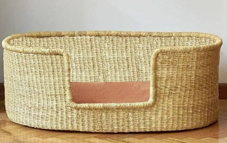Mama Zuri Style Dog nest basket woven materials and one of a kind in Canada