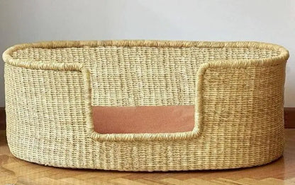 Mama Zuri Style Dog nest basket woven materials and one of a kind in Canada