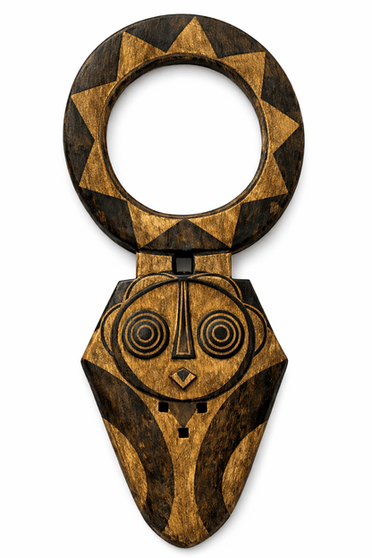 Mama Zuri Style African wooden mask Green African wooden mask decor