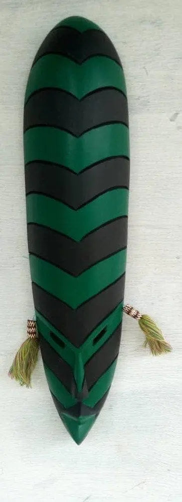 Mama Zuri Style African wooden mask Green African wooden mask decor