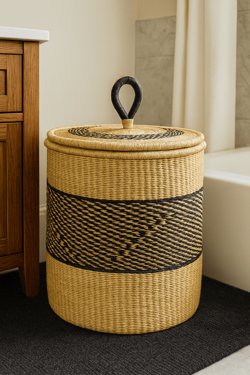 Mama Zuri Style 18×17.5 inches Handwoven laundry baskets hamper with lid