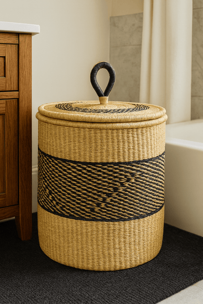 Mama Zuri Style 18×17.5 inches Handwoven laundry baskets hamper with lid