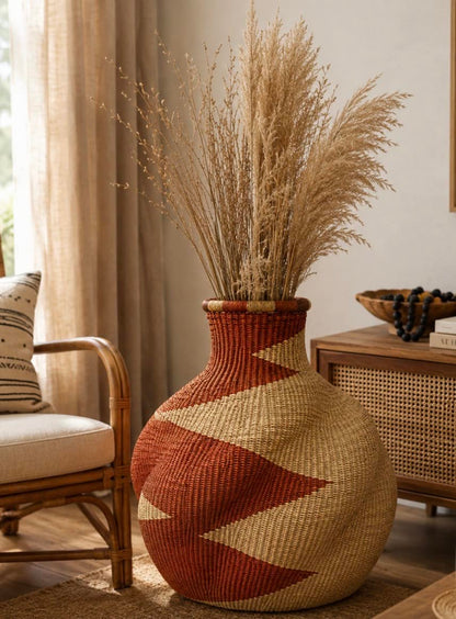 Mama Zuri Style Luxury orange natural pot basket