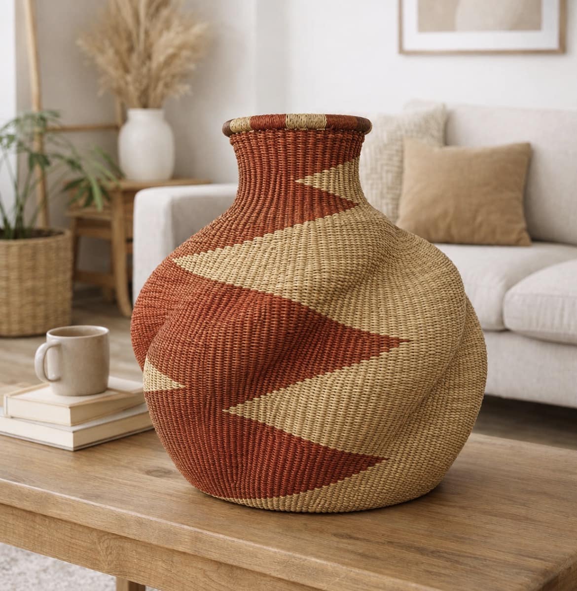 Mama Zuri Style Luxury orange natural pot basket