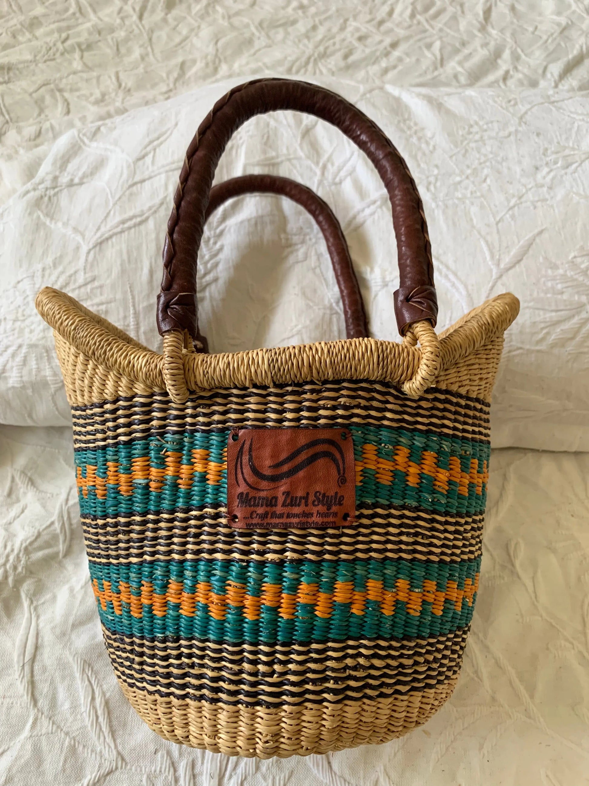 Mama Zuri Style Baskets Mini U shopper straw basket