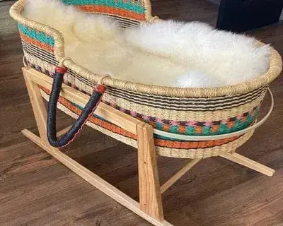 Handwoven Moses basket for newborns, eco-friendly baby gear