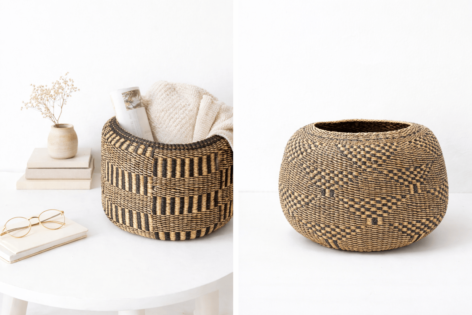 Mama Zuri Style Bolga Decor Baskets Rattan Woven Living room decorative