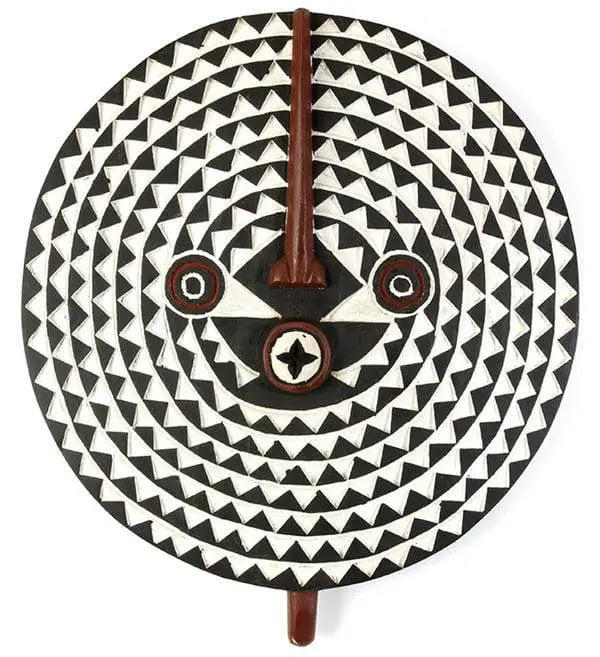 Mama Zuri Style wooden mask Round  African wooden sun mask decor