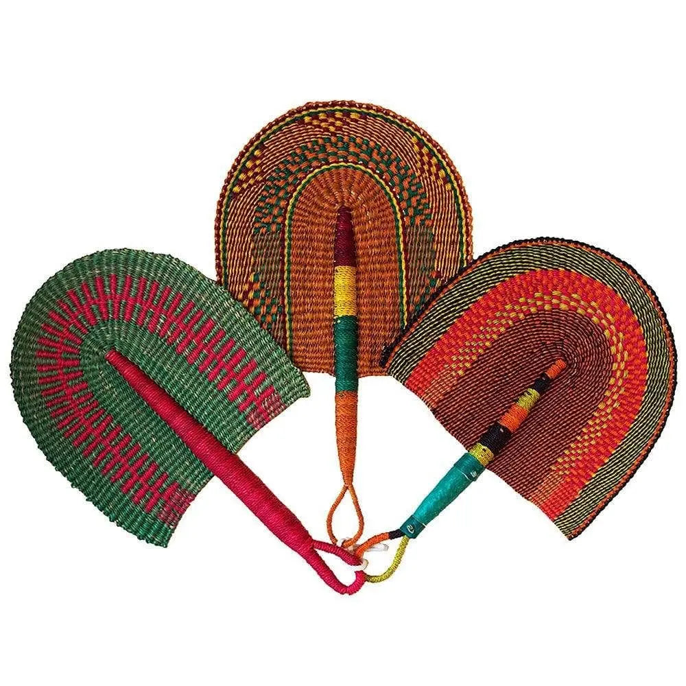 Mama Zuri Style Bolga Fans Decor Straw woven Fan for wall hanging